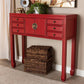 Melodie Classic and Antique Red Finished Wood Bronze Finished Accents 6-Drawer Console Table FredCo