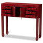 Melodie Classic and Antique Red Finished Wood Bronze Finished Accents 6-Drawer Console Table FredCo