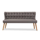 Melody Mid-Century Modern Grey Fabric and Natural Wood Finishing 3-Seater Settee Bench FredCo