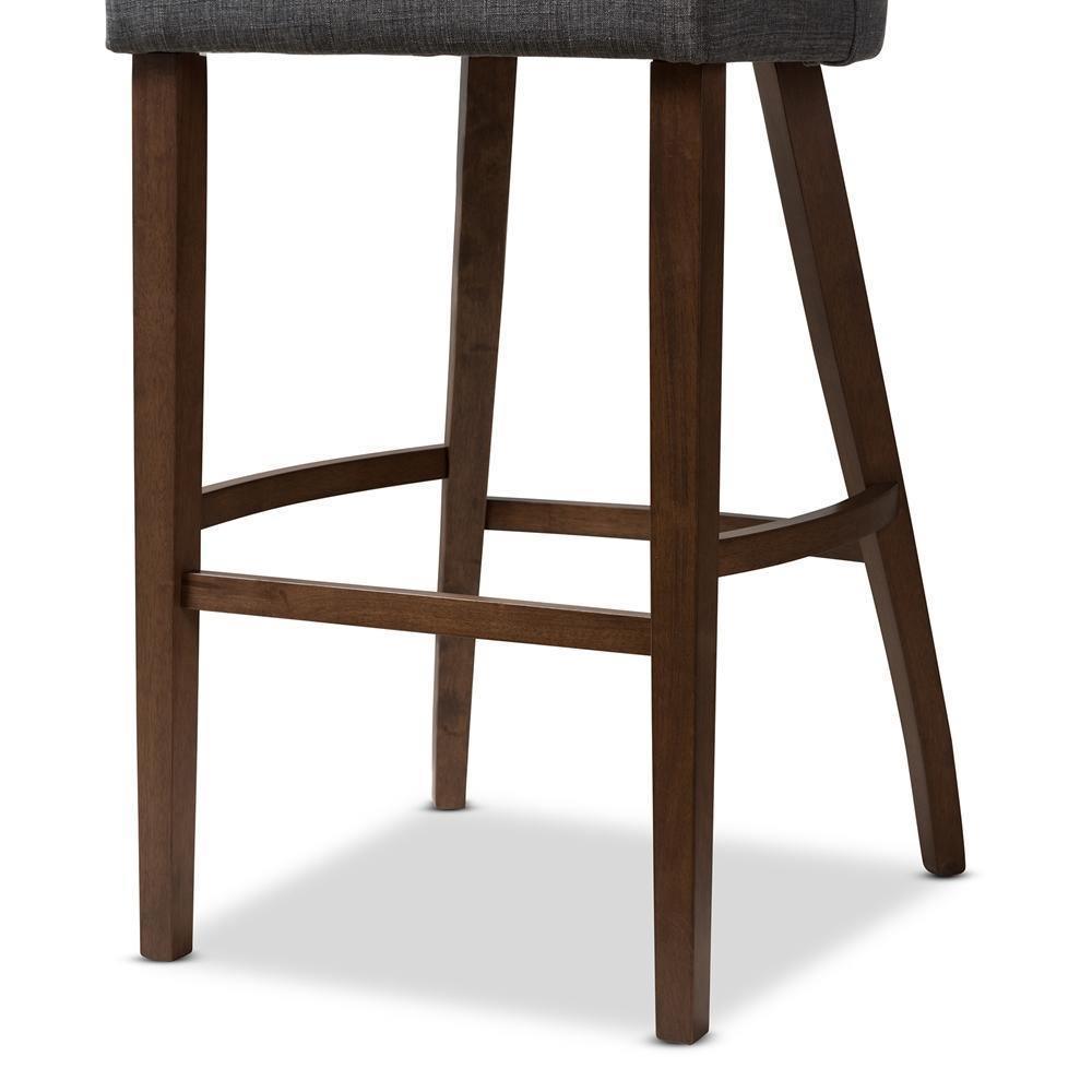 Melrose Mid-Century Modern Dark Grey Fabric Upholstered Walnut Finished Wood Bar Stool (Set of 2) FredCo