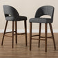 Melrose Mid-Century Modern Dark Grey Fabric Upholstered Walnut Finished Wood Bar Stool (Set of 2) FredCo