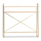 Merida Glam and Luxe Brushed Gold Finished Metal and Natural Brown Finished Wood 2-Tier Over Bed Queen Size Storage Display Shelf FredCo