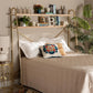 Merida Glam and Luxe Brushed Gold Finished Metal and Natural Brown Finished Wood 2-Tier Over Bed Queen Size Storage Display Shelf FredCo