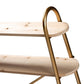 Merida Glam and Luxe Brushed Gold Finished Metal and Natural Brown Finished Wood 2-Tier Over Bed Queen Size Storage Display Shelf FredCo
