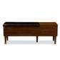 Merrick Mid-century Retro Modern 1-drawer 2-tone Oak and Dark Brown Wood Entryway Storage Cushioned Bench Shoe Rack Cabinet Organizer FredCo
