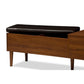 Merrick Mid-century Retro Modern 1-drawer 2-tone Oak and Dark Brown Wood Entryway Storage Cushioned Bench Shoe Rack Cabinet Organizer FredCo