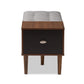 Merrick Mid-century Retro Modern 1-drawer Oak and Dark Brown Wood Entryway Storage Grey Bench Shoe Rack Cabinet FredCo