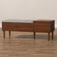 Merrick Mid-century Retro Modern 1-drawer Oak and Dark Brown Wood Entryway Storage Grey Bench Shoe Rack Cabinet FredCo