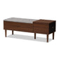 Merrick Mid-century Retro Modern 1-drawer Oak and Dark Brown Wood Entryway Storage Grey Bench Shoe Rack Cabinet FredCo