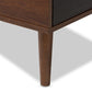 Merrick Mid-century Retro Modern 1-drawer Oak and Dark Brown Wood Entryway Storage Grey Bench Shoe Rack Cabinet FredCo