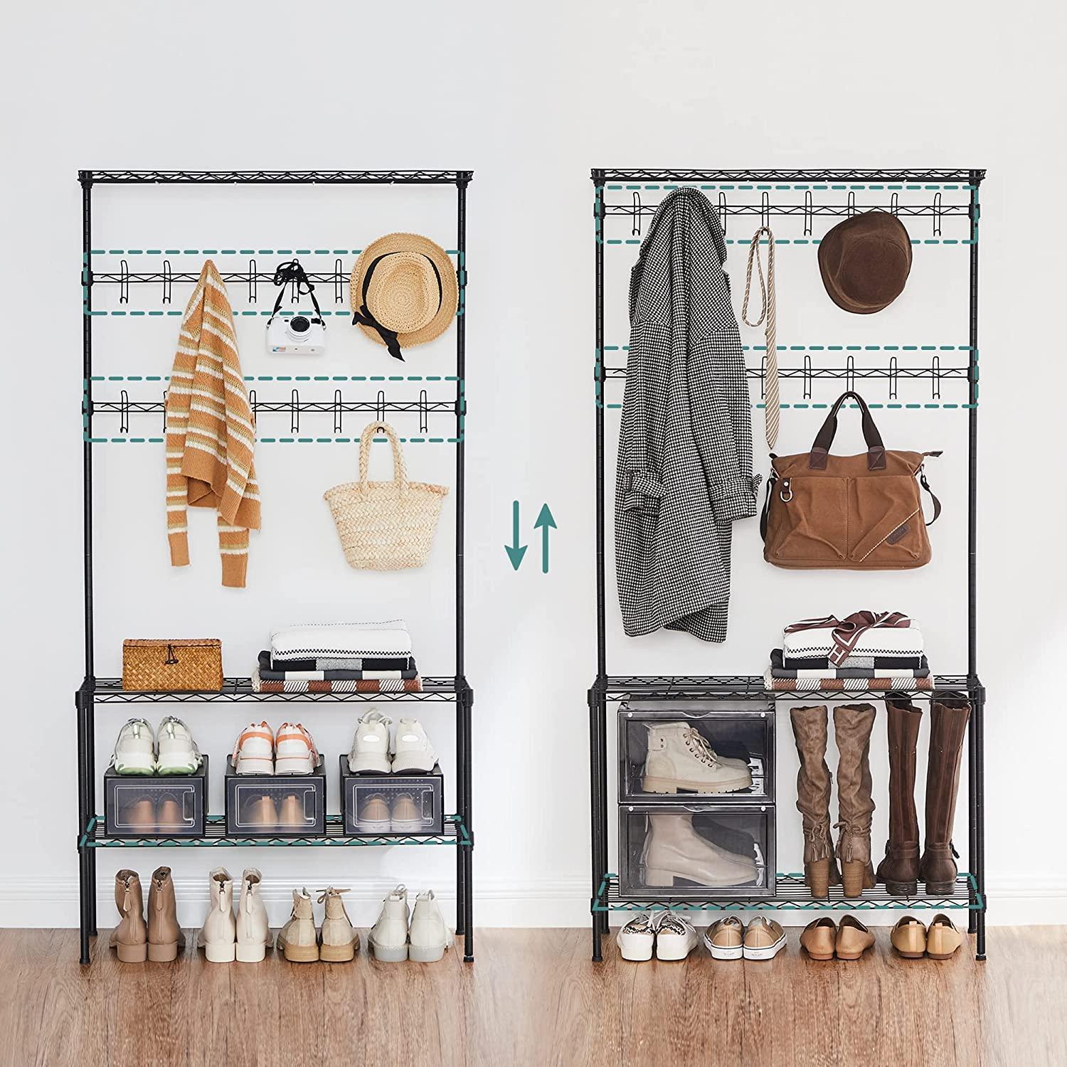 Metal Hall Tree with Shoe Rack, 8-Tier FredCo