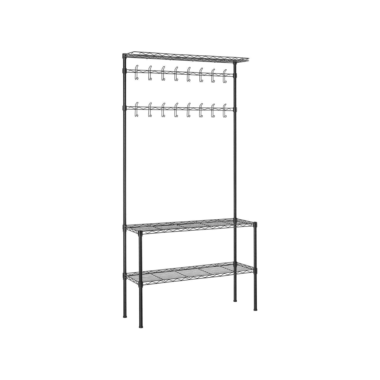 Metal Hall Tree with Shoe Rack, 8-Tier FredCo