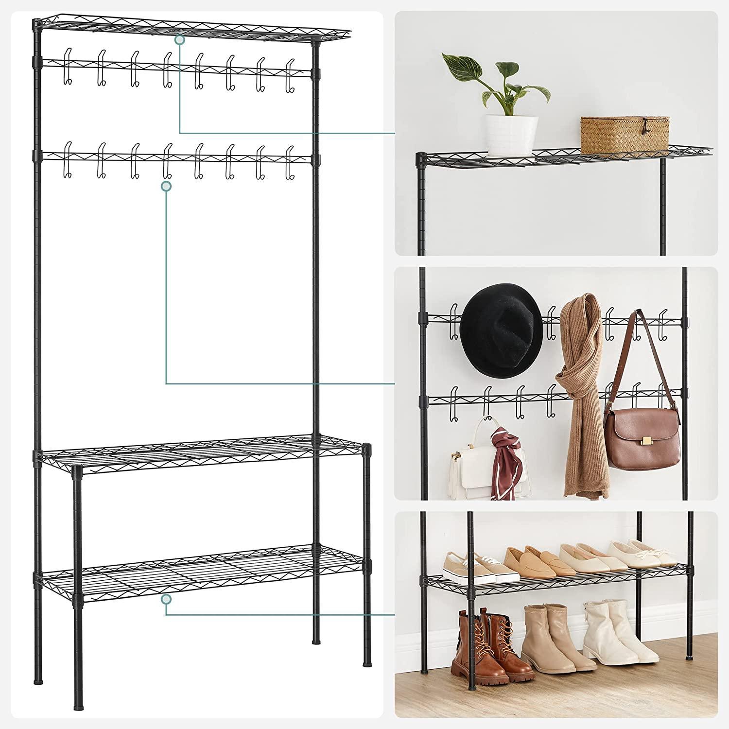 Metal Hall Tree with Shoe Rack, 8-Tier FredCo
