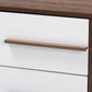 Mette Mid-Century Modern Two-Tone White and Walnut Finished 2-Drawer Wood Nightstand FredCo