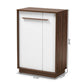 Mette Mid-Century Modern Two-Tone White and Walnut Finished 5-Shelf Wood Entryway Shoe Cabinet FredCo