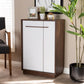 Mette Mid-Century Modern Two-Tone White and Walnut Finished 5-Shelf Wood Entryway Shoe Cabinet FredCo