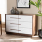 Mette Mid-Century Modern Two-Tone White and Walnut Finished 6-Drawer Wood Dresser FredCo
