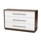 Mette Mid-Century Modern White and Walnut Finished 6-Drawer Wood Dresser FredCo