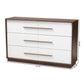 Mette Mid-Century Modern White and Walnut Finished 6-Drawer Wood Dresser FredCo