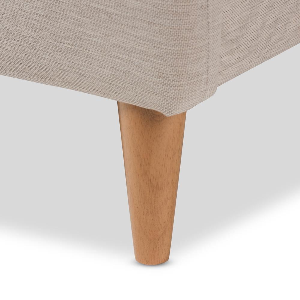 Mia Mid-Century Light Beige Fabric Upholstered Queen Size Platform Bed FredCo