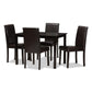 Mia Modern and Contemporary Dark Brown Faux Leather Upholstered 5-Piece Dining Set FredCo