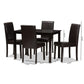 Mia Modern and Contemporary Dark Brown Faux Leather Upholstered 5-Piece Dining Set FredCo