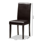 Mia Modern and Contemporary Dark Brown Faux Leather Upholstered Dining Chair Set of 2 FredCo