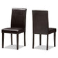 Mia Modern and Contemporary Dark Brown Faux Leather Upholstered Dining Chair Set of 2 FredCo