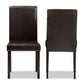 Mia Modern and Contemporary Dark Brown Faux Leather Upholstered Dining Chair Set of 2 FredCo