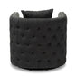 Micah Modern and Contemporary Grey Fabric Upholstered Tufted Swivel Chair FredCo