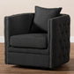Micah Modern and Contemporary Grey Fabric Upholstered Tufted Swivel Chair FredCo