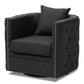 Micah Modern and Contemporary Grey Fabric Upholstered Tufted Swivel Chair FredCo