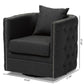 Micah Modern and Contemporary Grey Fabric Upholstered Tufted Swivel Chair FredCo
