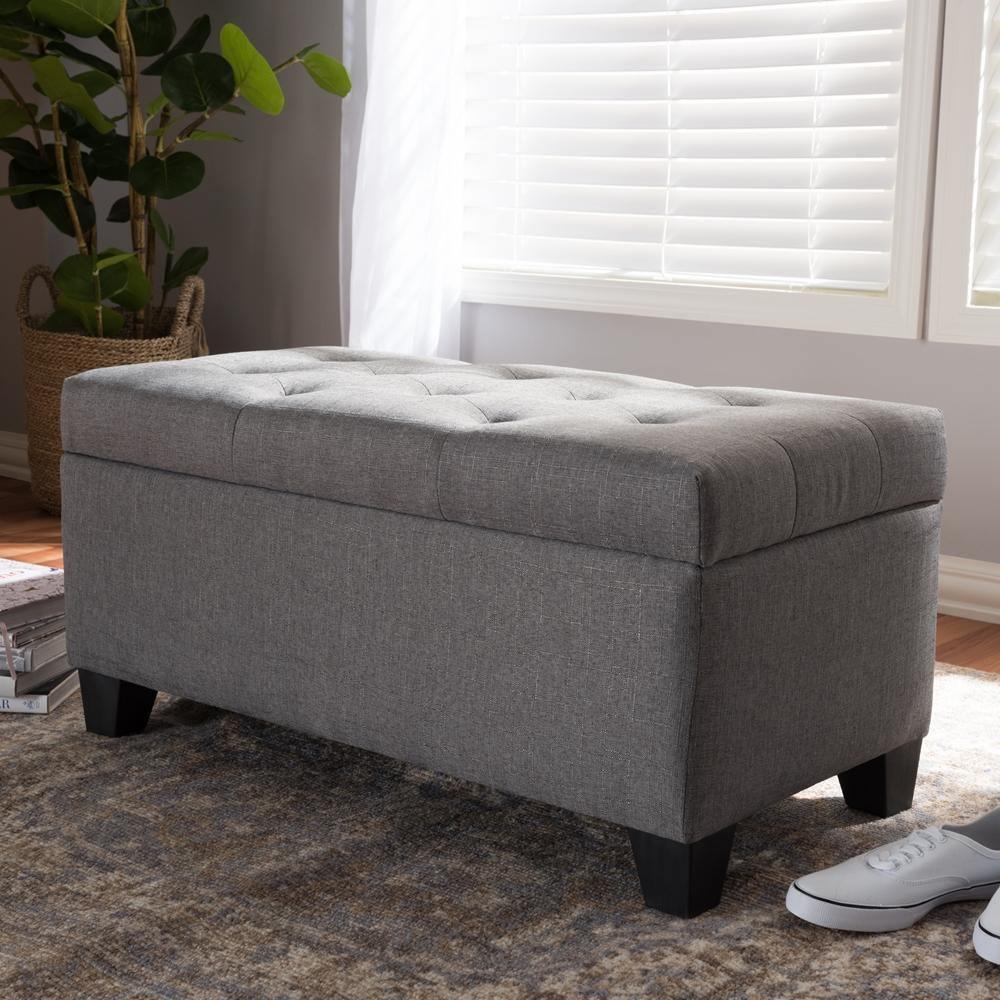 Michaela Modern and Contemporary Grey Fabric Upholstered Storage Ottoman FredCo