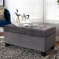 Michaela Modern and Contemporary Grey Velvet Fabric Upholstered Storage Ottoman FredCo