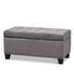 Michaela Modern and Contemporary Grey Velvet Fabric Upholstered Storage Ottoman FredCo