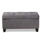 Michaela Modern and Contemporary Grey Velvet Fabric Upholstered Storage Ottoman FredCo