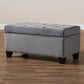 Michaela Modern and Contemporary Grey Velvet Fabric Upholstered Storage Ottoman FredCo