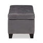 Michaela Modern and Contemporary Grey Velvet Fabric Upholstered Storage Ottoman FredCo