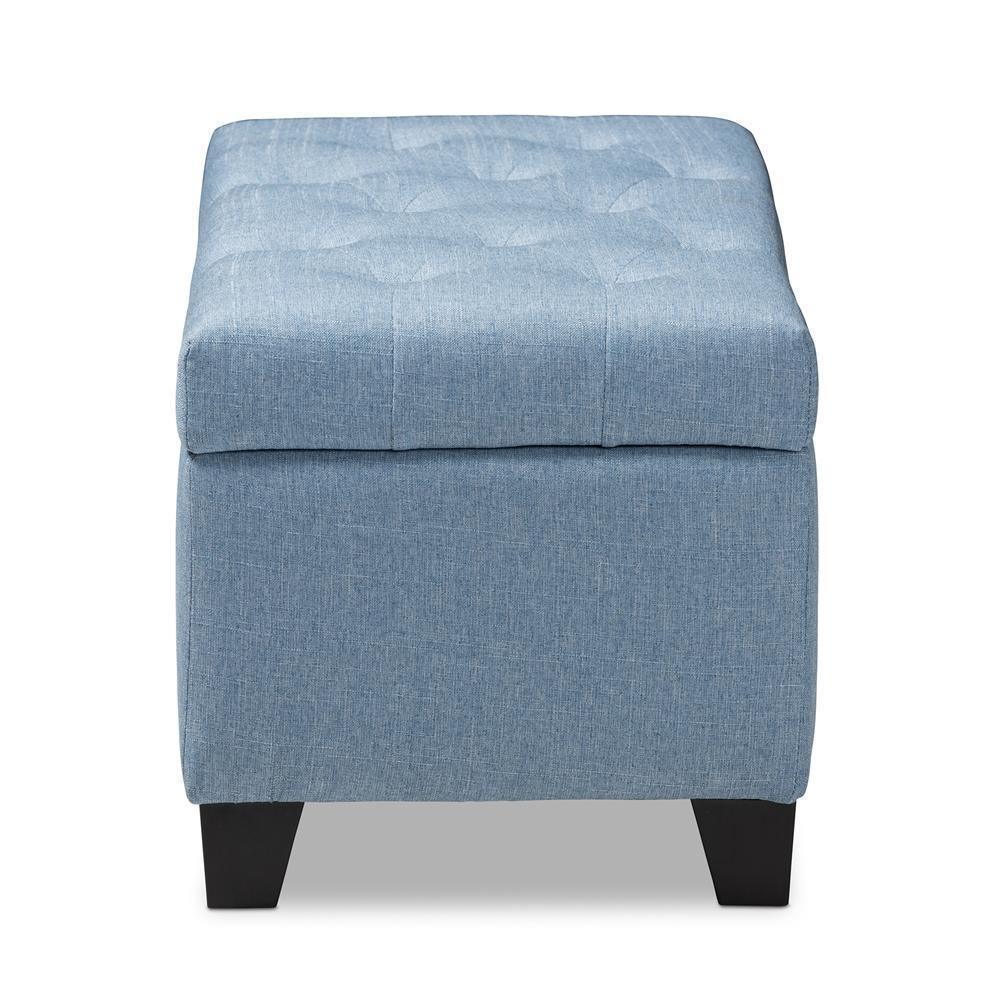Michaela Modern and Contemporary Light Blue Fabric Upholstered Storage Ottoman FredCo