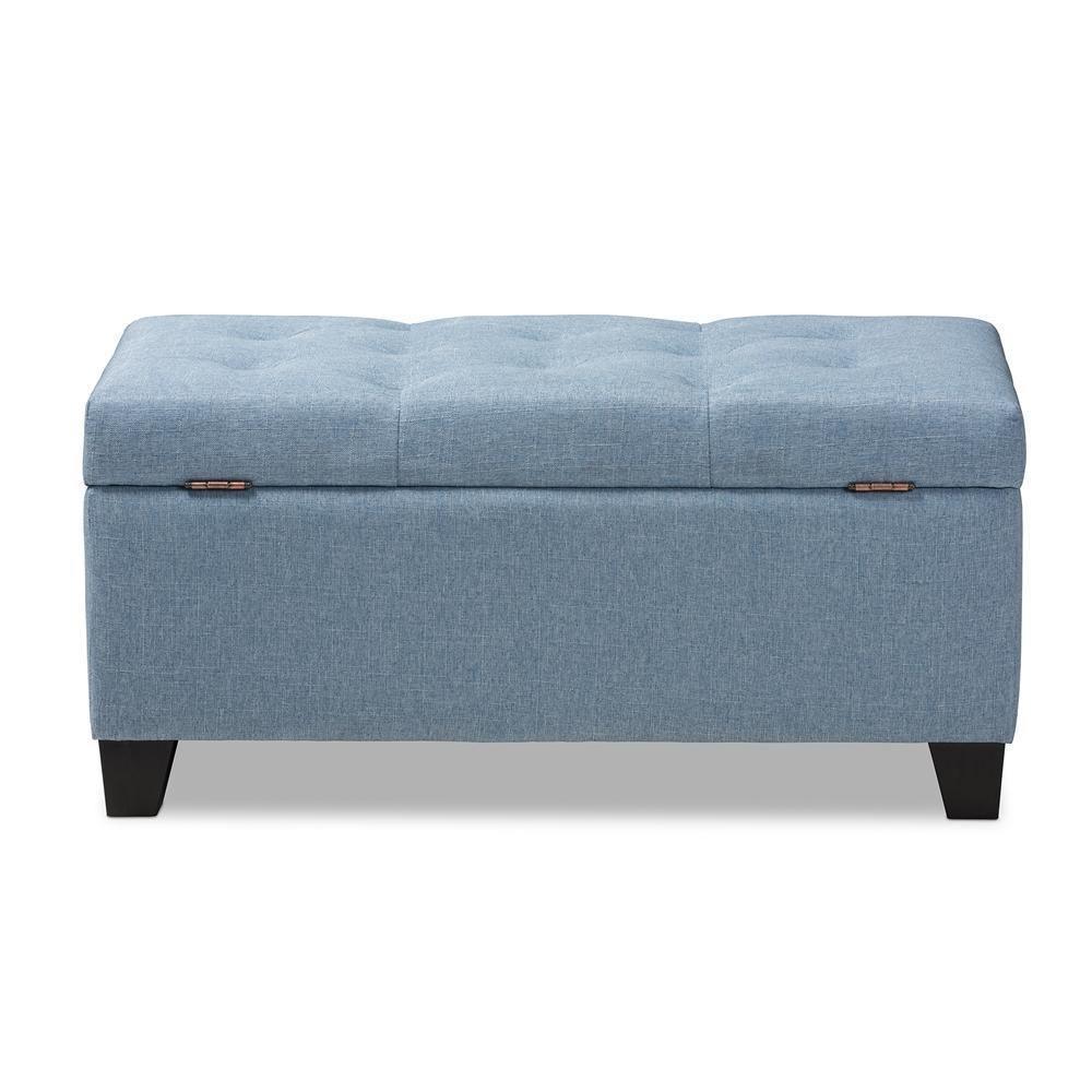 Michaela Modern and Contemporary Light Blue Fabric Upholstered Storage Ottoman FredCo