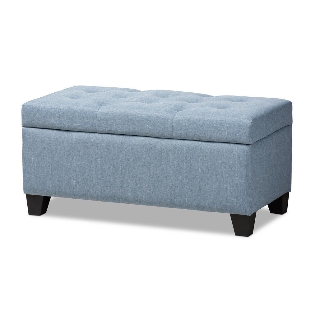 Michaela Modern and Contemporary Light Blue Fabric Upholstered Storage Ottoman FredCo