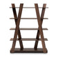 Michio Modern and Contemporary Walnut Brown Finished 5-Tier Wood Geometric Living Room Display Shelf FredCo