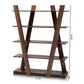 Michio Modern and Contemporary Walnut Brown Finished 5-Tier Wood Geometric Living Room Display Shelf FredCo
