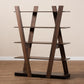 Michio Modern and Contemporary Walnut Brown Finished 5-Tier Wood Geometric Living Room Display Shelf FredCo
