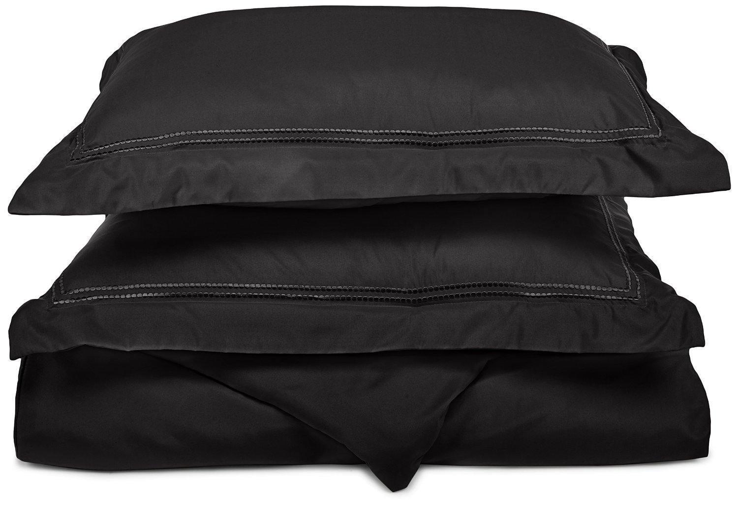 Microfiber Wrinkle-Resistant 2-line Embroidered Duvet Cover Pillow Sham Set FredCo
