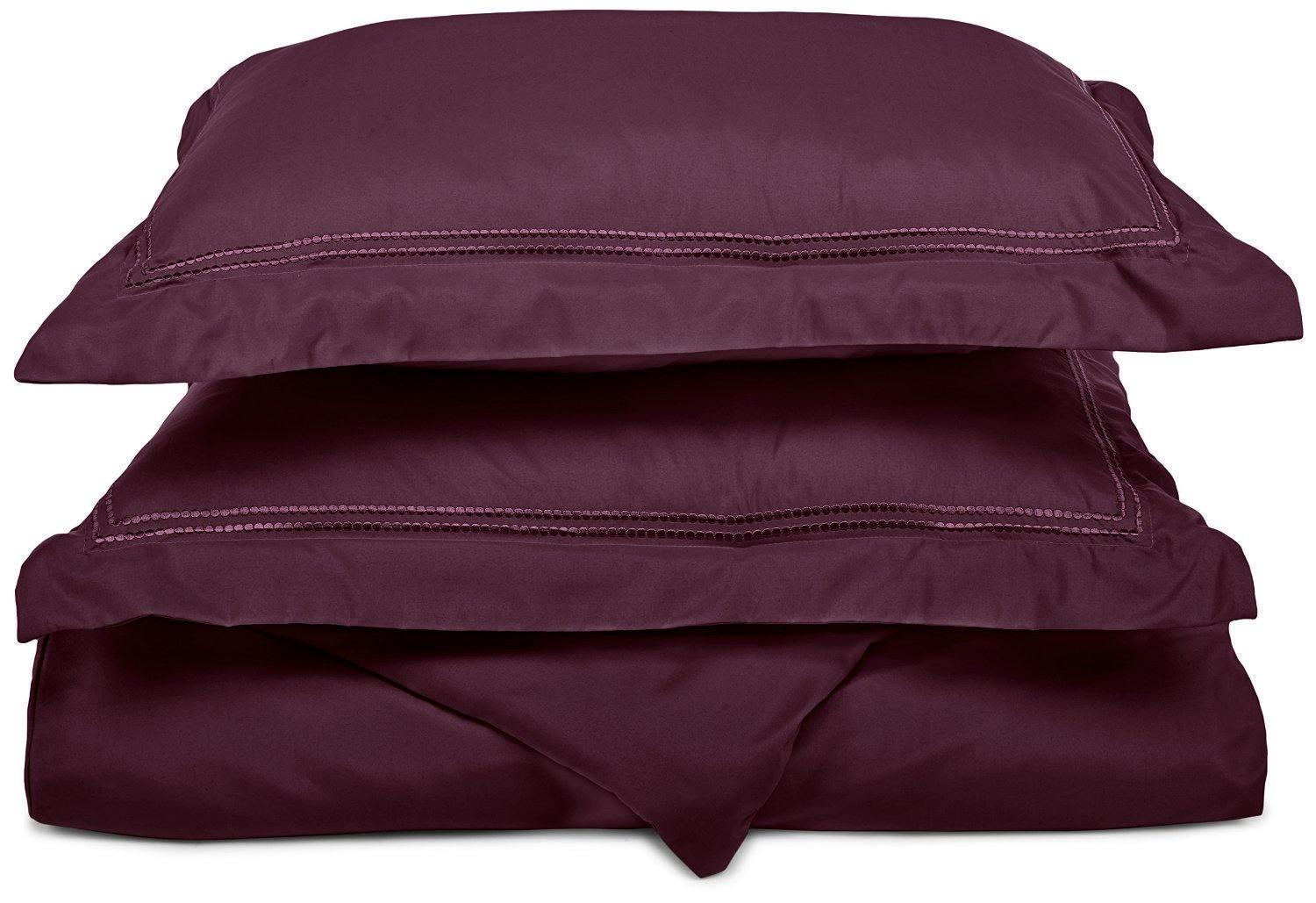 Microfiber Wrinkle-Resistant 2-line Embroidered Duvet Cover Pillow Sham Set FredCo