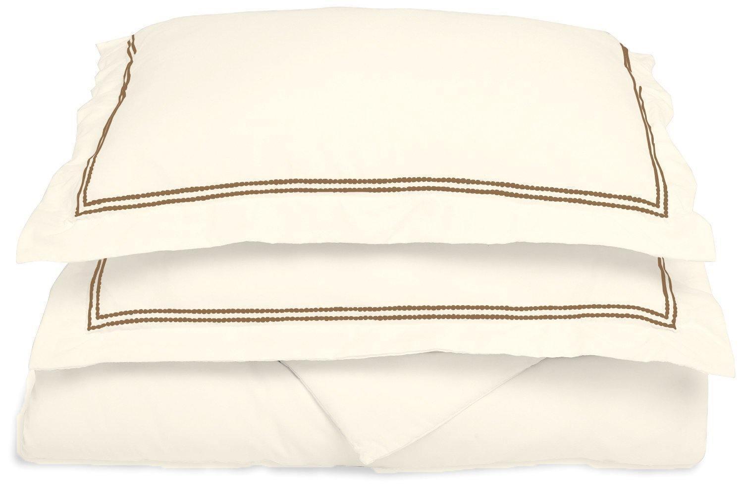 Microfiber Wrinkle-Resistant 2-line Embroidered Duvet Cover Pillow Sham Set FredCo