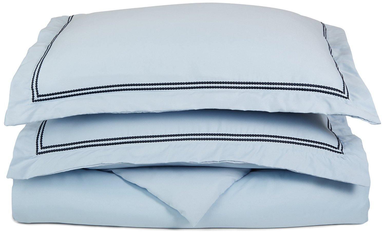 Microfiber Wrinkle-Resistant 2-line Embroidered Duvet Cover Pillow Sham Set FredCo
