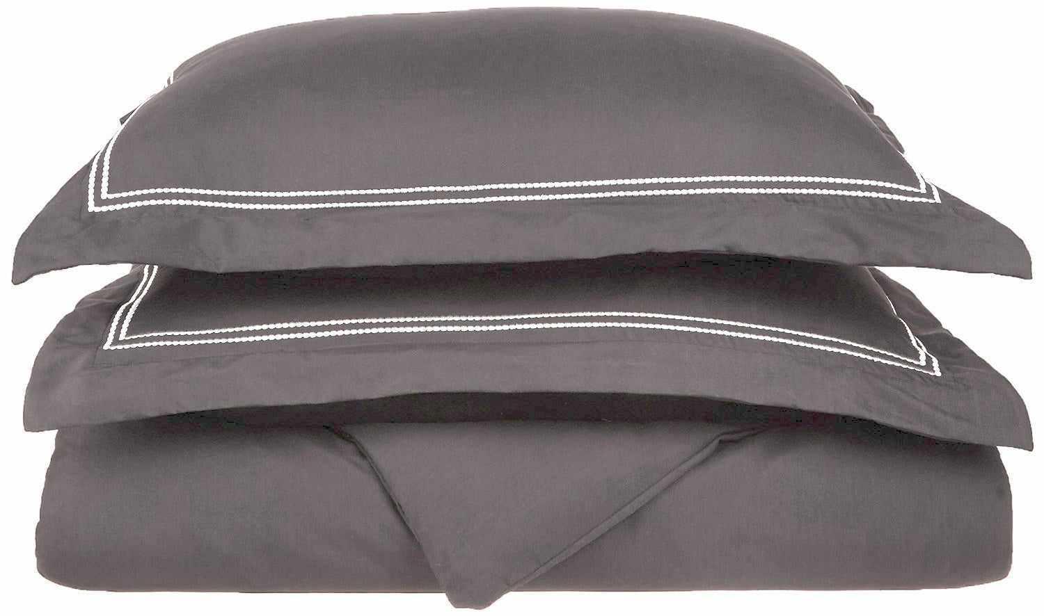 Microfiber Wrinkle-Resistant 2-line Embroidered Duvet Cover Pillow Sham Set FredCo